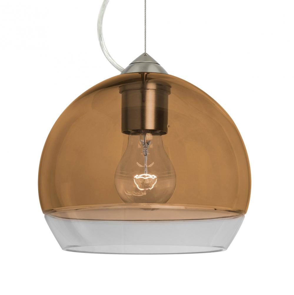 Besa, Ally 8 Cable Pendant, Amber/Clear, Satin Nickel Finish, 1x60W Medium Base
