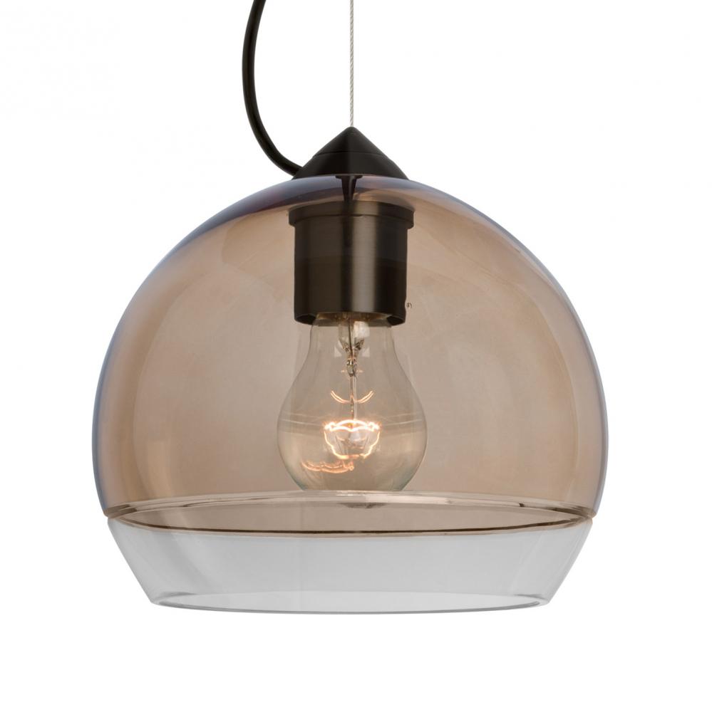 Besa, Ally 8 Cable Pendant, Smoke/Clear, Black Finish, 1x60W Medium Base