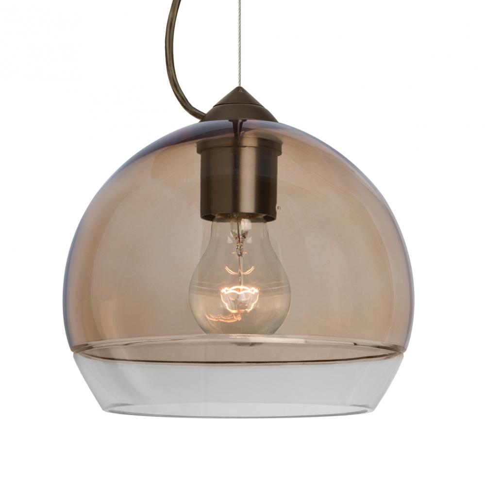 Besa, Ally 8 Cable Pendant, Smoke/Clear, Bronze Finish, 1x60W Medium Base