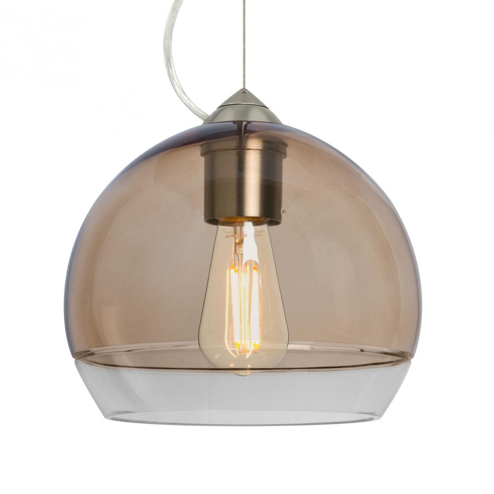 Besa, Ally 8 Cable Pendant, Smoke/Clear, Satin Nickel Finish, 1x5W LED Filament, 15Ft. Cable