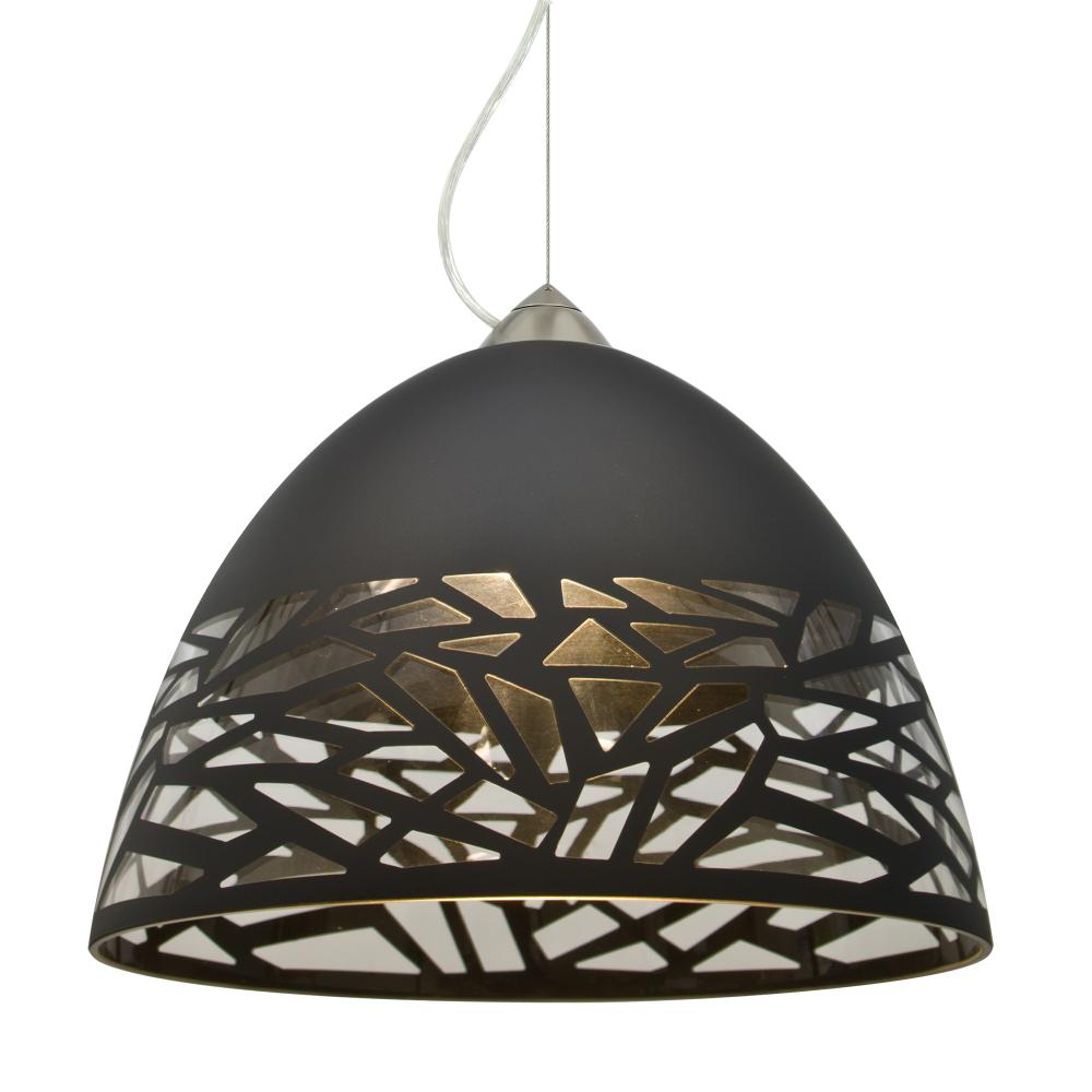 Besa Kiev Pendant, Black, Satin Nickel Finish, 1x9W LED, 15Ft. Cord