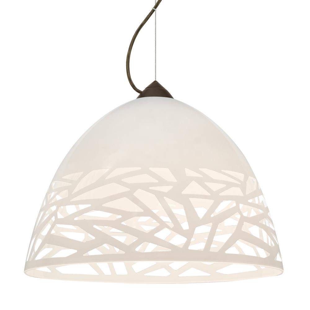 Besa Kiev Pendant, White, Bronze Finish, 1x9W LED, 15Ft. Cord