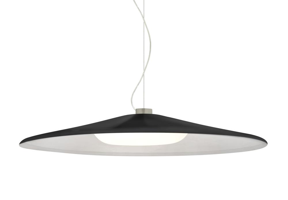 Besa Swan Cable Pendant, Black/Opal, Satin Nickel Finish, 1x23W LED