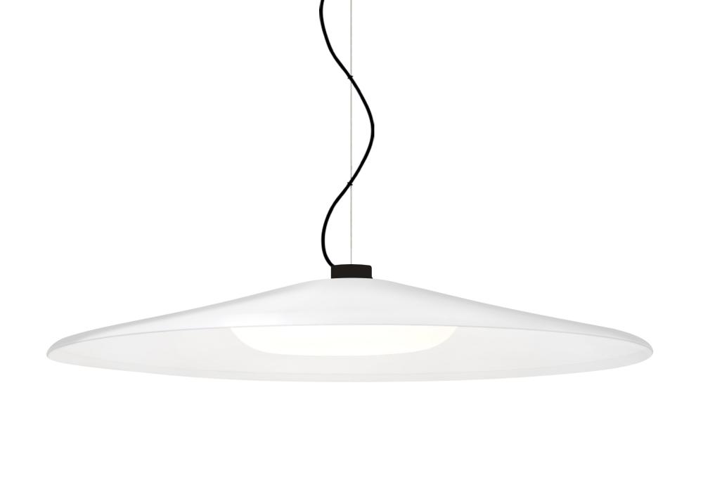 Besa Swan Cable Pendant, White/Opal, Black Finish, 1x23W LED
