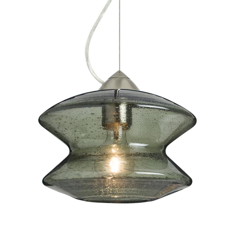 Besa, Zen Cable Pendant, Moss Bubble, Satin Nickel Finish, 1x8W LED Filament