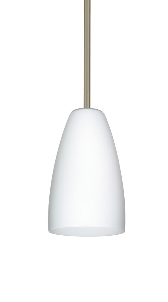 Besa Stem Riva 9 Pendant Satin Nickel Opal Matte 1x75W Medium Base, 15Ft. Cord