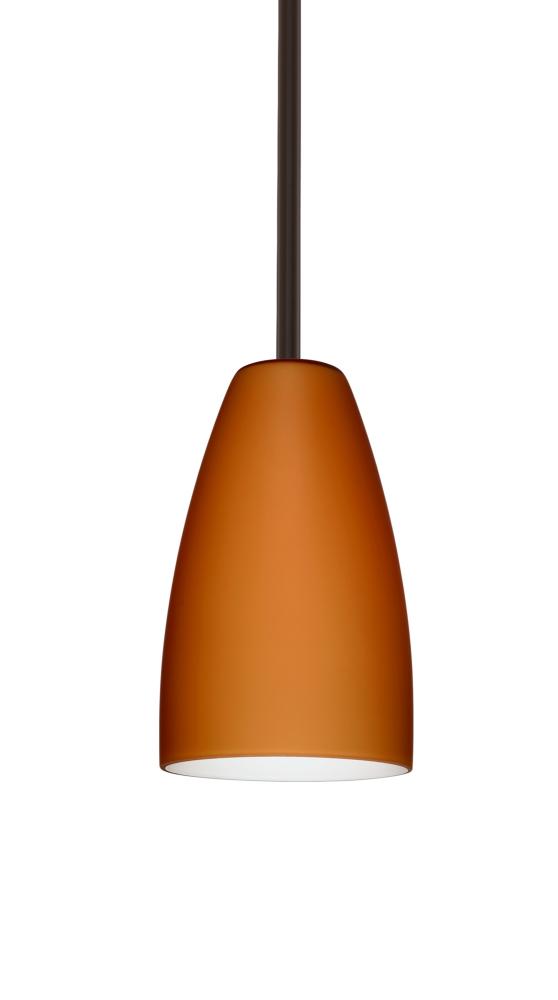 Besa Stem Riva 9 Pendant Bronze Amber Matte 1x75W Medium Base, 15Ft. Cord
