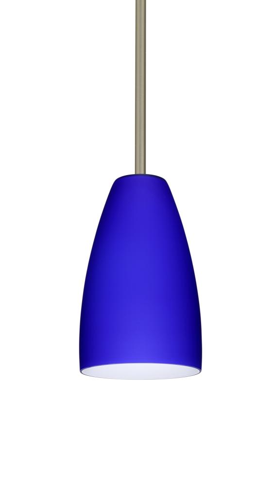 Besa Riva 9 LED Pendant 1Tt Cobalt Blue Matte Satin Nickel 1x9W LED, 15Ft. Cord