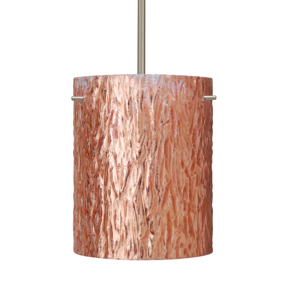 Besa Tamburo 8 Pendant Stone Copper Foil Satin Nickel 1x11W LED, 15Ft. Cord