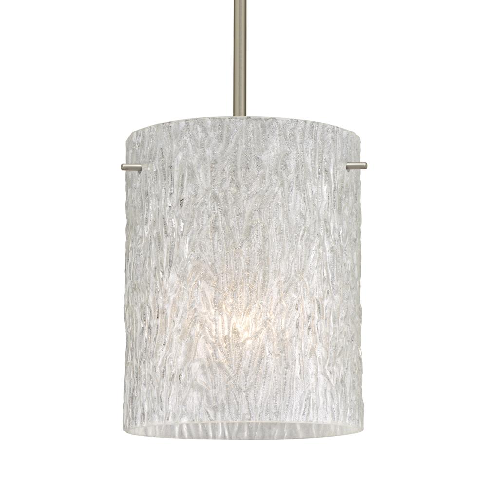 Besa Pendant Tamburo 8 Satin Nickel Glitter Stone 1x11W LED, 15Ft. Cord