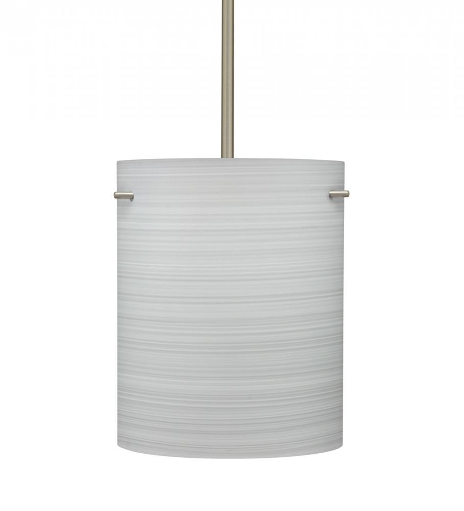 Besa Stem Pendant Tamburo 8 Satin Nickel Chalk 1x100W Medium Base, 15Ft. Cord