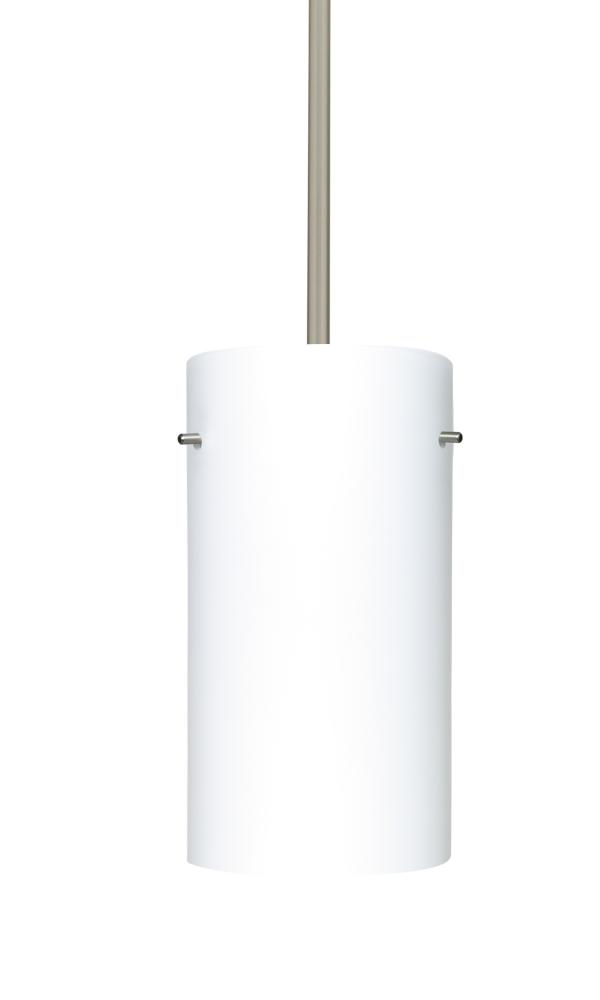 Besa Stem Pendant Stilo 12 Satin Nickel Opal Matte 1x150W Medium Base A21, 15Ft. Cord