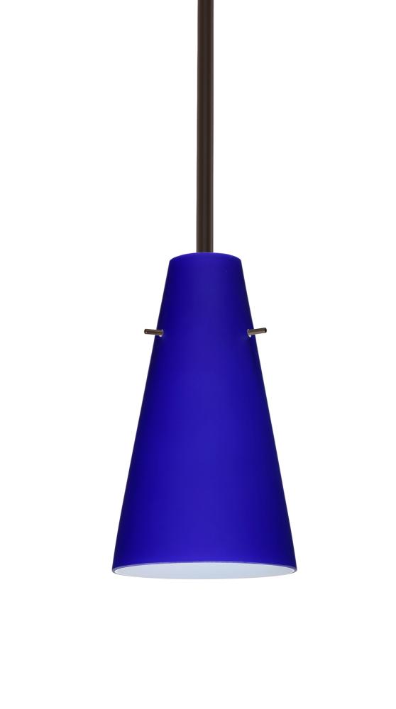 Besa Cierro Stem Pendant Bronze Cobalt Blue Matte 1x100W Medium Base, 15Ft. Cord