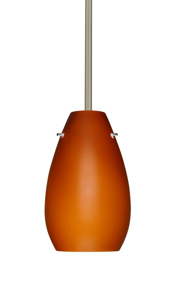 Besa Pera 9 Stem Pendant Satin Nickel Amber Matte 1x100W Medium Base, 15Ft. Cord