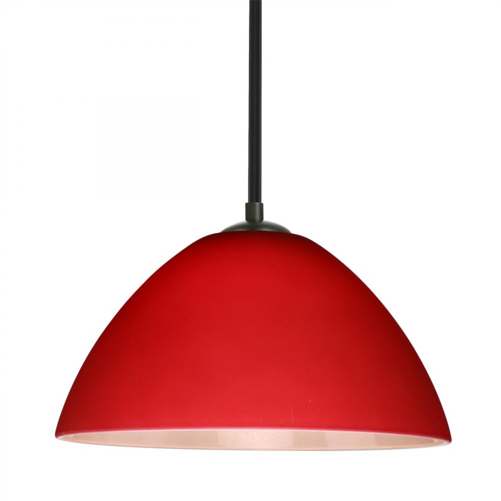 Besa Tessa Stem Pendant Black Red Matte 1x75W Medium Base