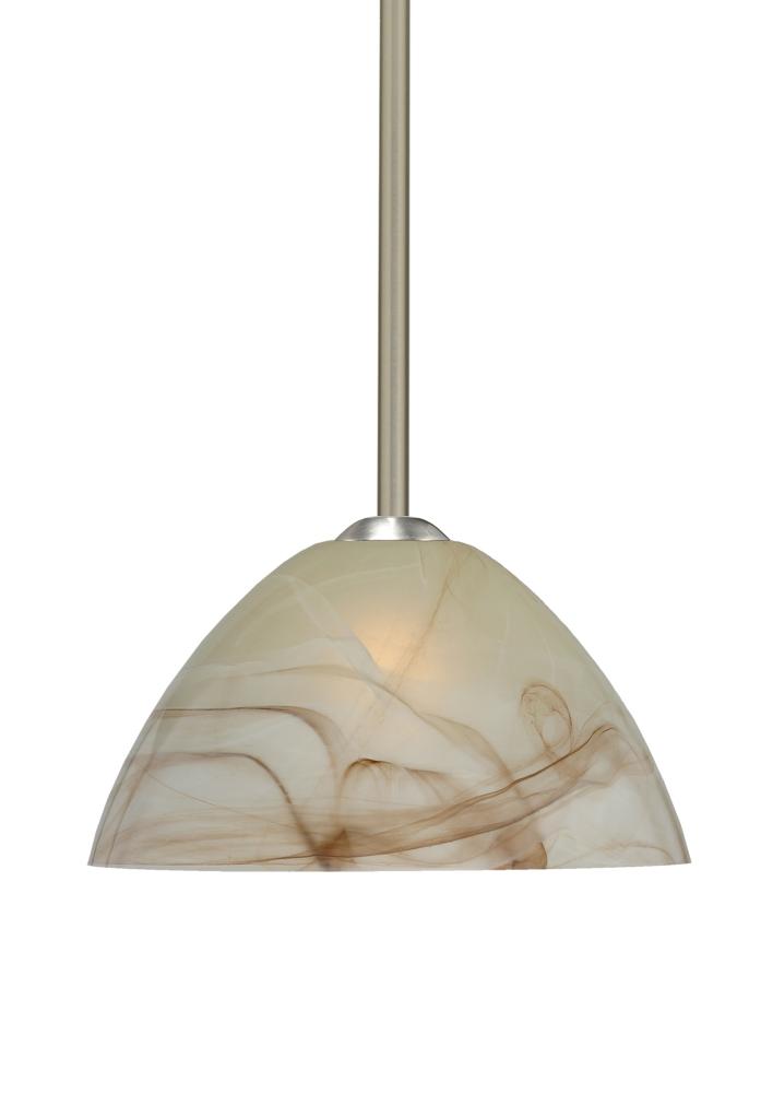 Besa Tessa LED Stem Pendant Mocha Satin Nickel 1x9W LED, 15Ft. Cord