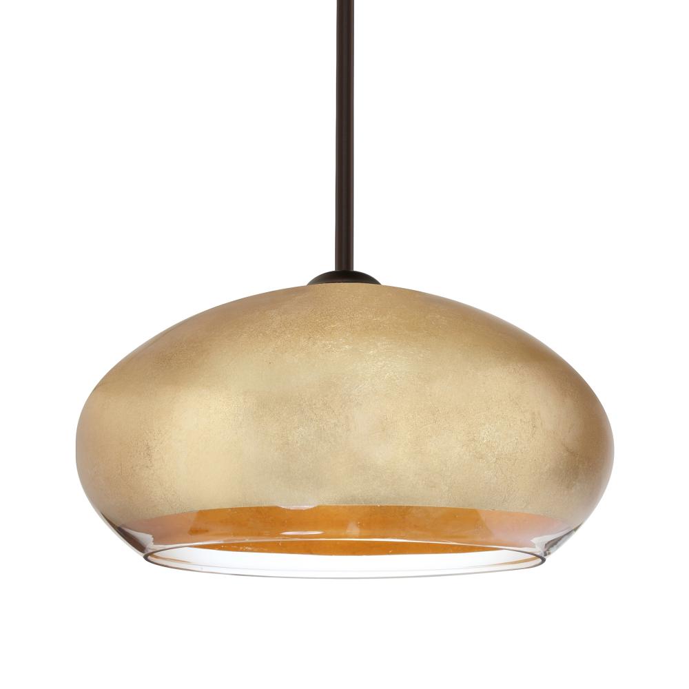 Besa Brio 14 Stem Pendant Bronze Gold Foil 1x9W LED, 15Ft. Cord