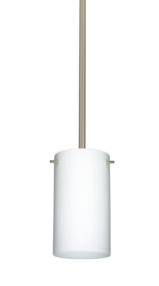 Besa Stem Stilo 7 Pendant Satin Nickel Opal Matte 1x9W LED, 15Ft. Cord