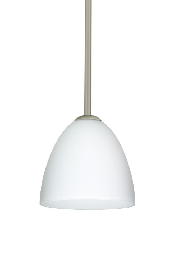 Besa Vila Stem Pendant Satin Nickel Opal Matte 1x60W Medium Base, 15Ft. Cord