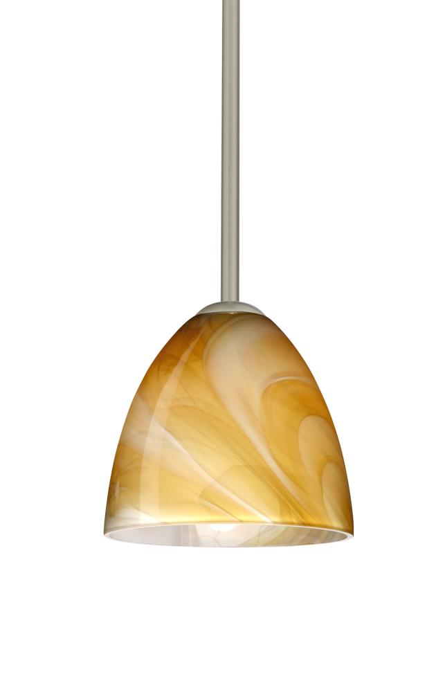 Besa Vila LED Pendant Honey Satin Nickel 1x9W LED, 15Ft. Cord