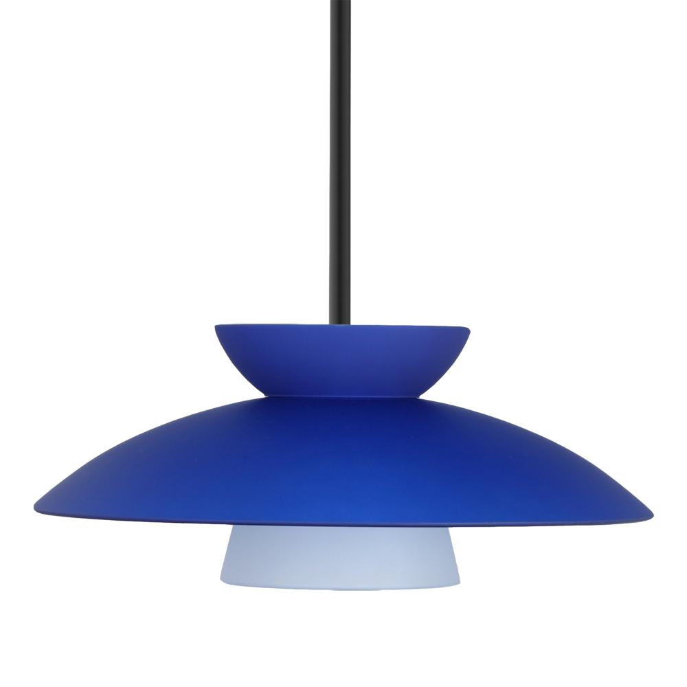 Besa Trilo 15 Stem Pendant Black Blue Matte 1x75W Medium Base