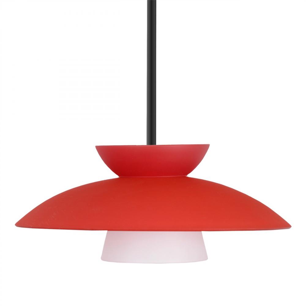 Besa Trilo 15 Stem Pendant Black Red Matte 1x75W Medium Base