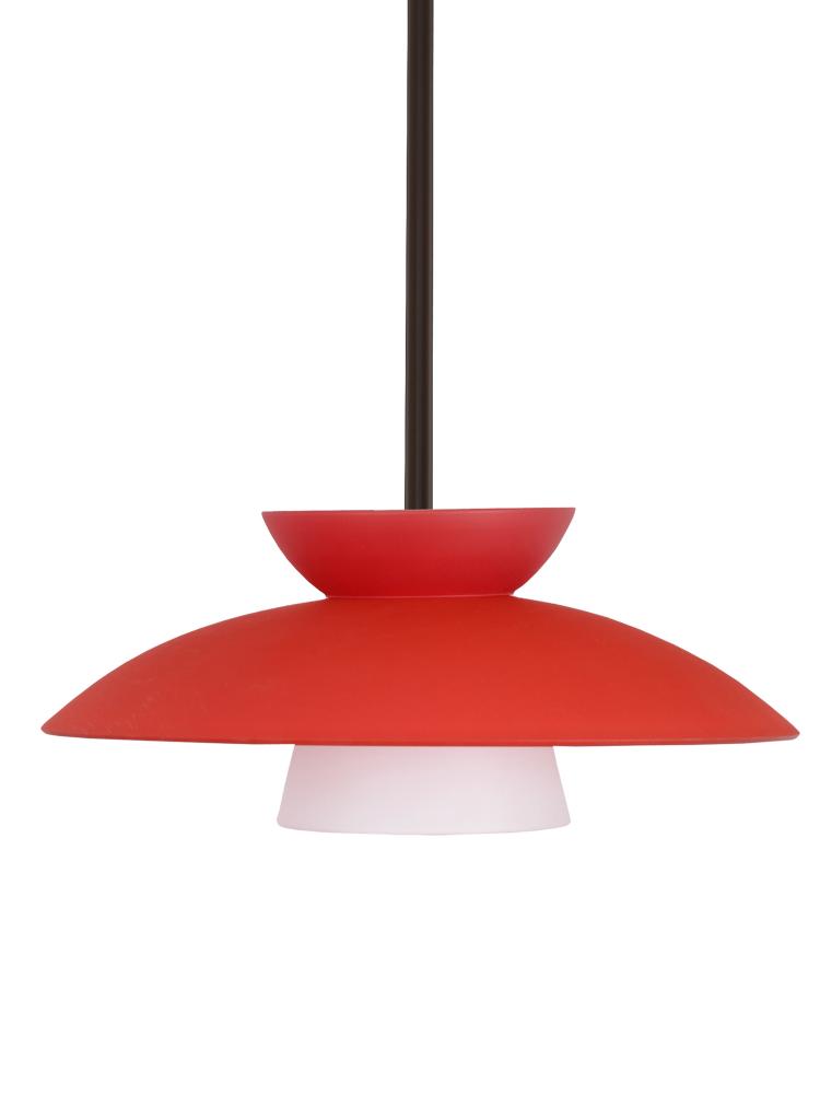 Besa Trilo 15 Stem Pendant Bronze Red Matte 1x75W Medium Base, 15Ft. Cord