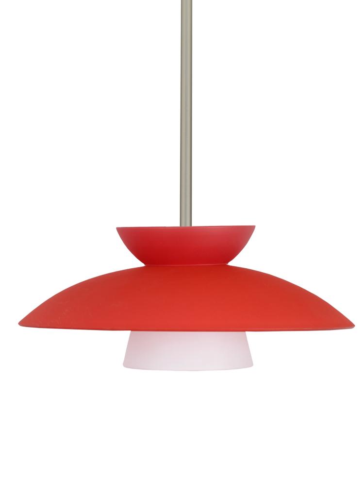 Besa Trilo 15 Pendant Red Matte Satin Nickel 1x9W LED, 15Ft. Cord