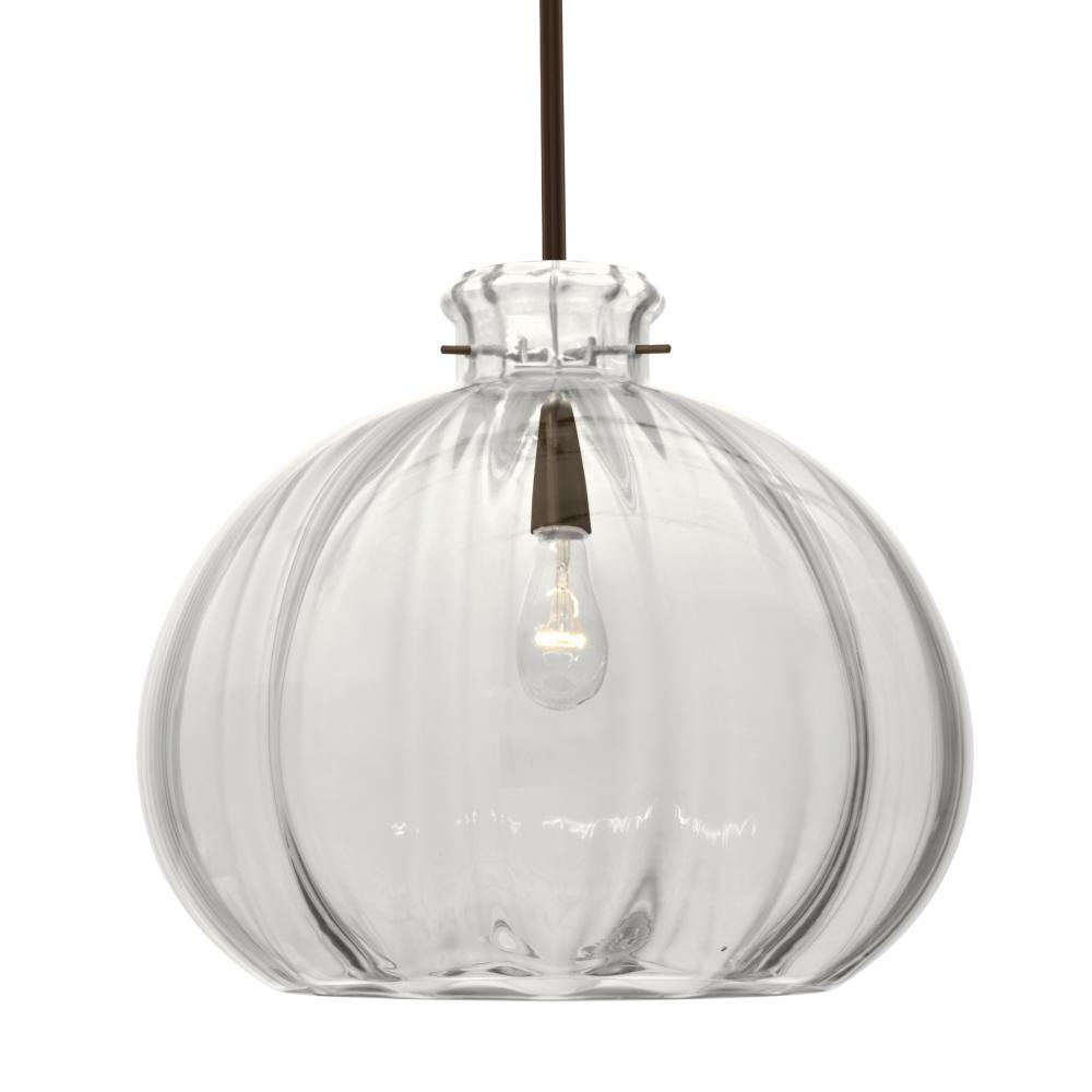 Besa Stem Pendant Pinta 12 Clear Bronze 1x100W Medium Base, 15Ft. Cord