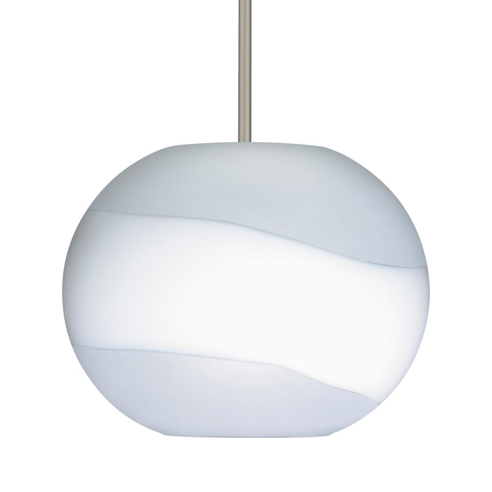 Besa Stem Pendant Luna Satin Nickel Opal Frost 1x100W Medium Base, 15Ft. Cord