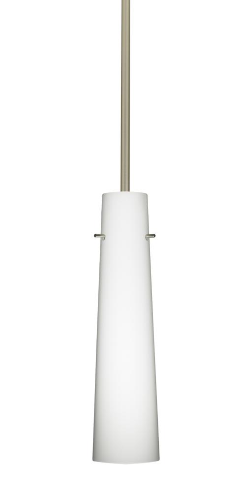 Besa Camino Stem Pendant Satin Nickel Opal Matte 1x40W E12 base, 15Ft. Cord