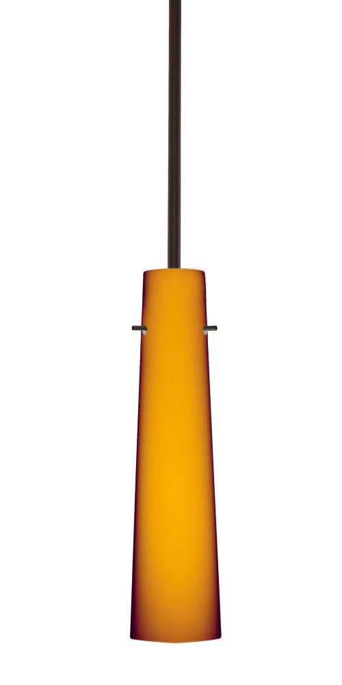 Besa Camino Stem Pendant Bronze Amber Matte 1x40W E12 base, 15Ft. Cord