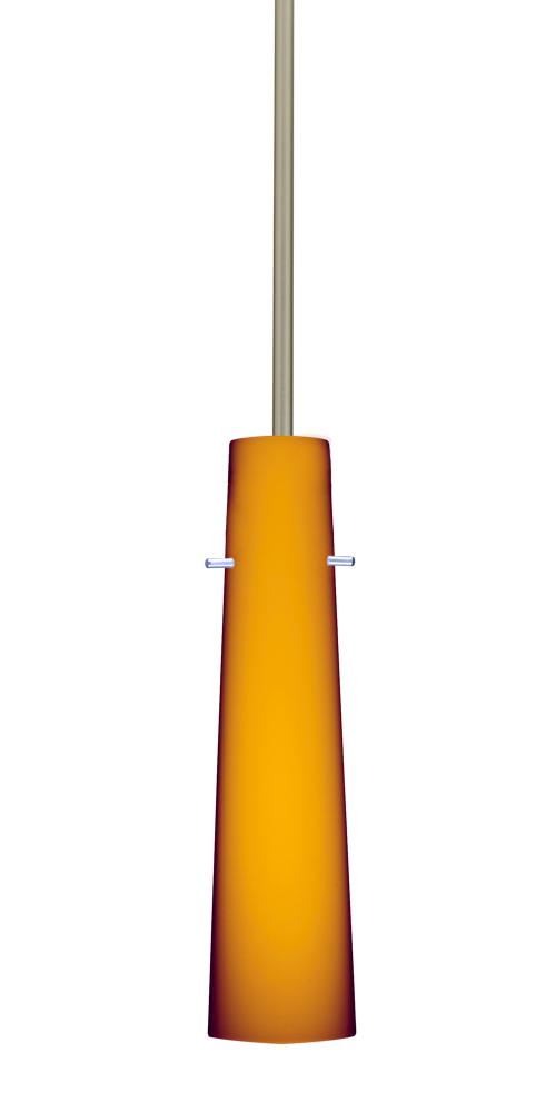 Besa Camino Stem Pendant Satin Nickel Amber Matte 1x40W E12 base, 15Ft. Cord