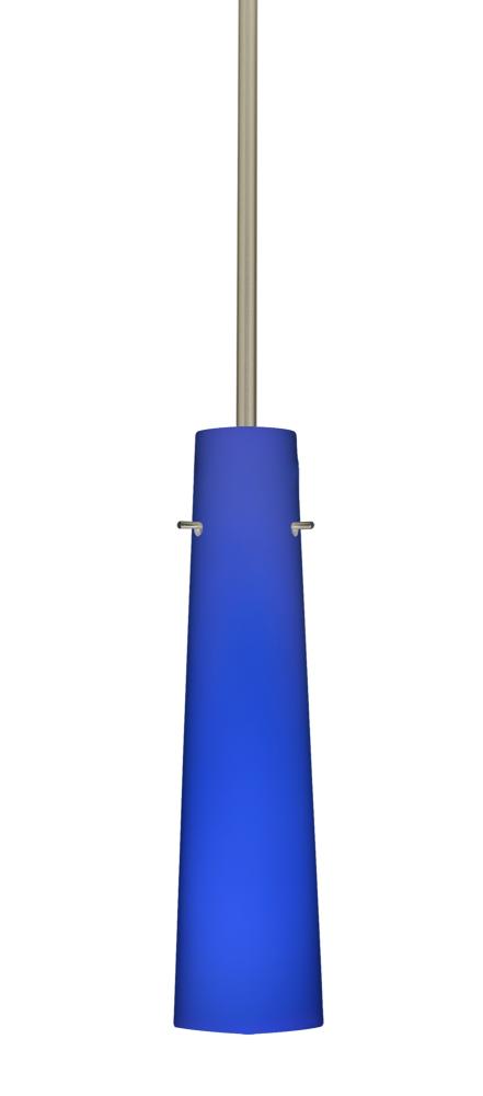 Besa Camino Stem Pendant Satin Nickel Cobalt Blue Matte 1x5W LED, 15Ft. Cord