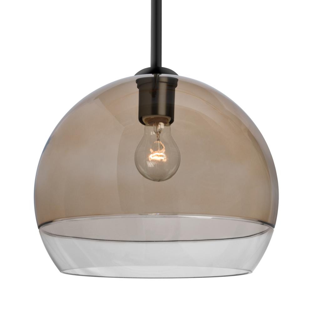 Besa, Ally 12 Stem Pendant, Smoke/Clear, Black Finish, 1x60W Medium Base
