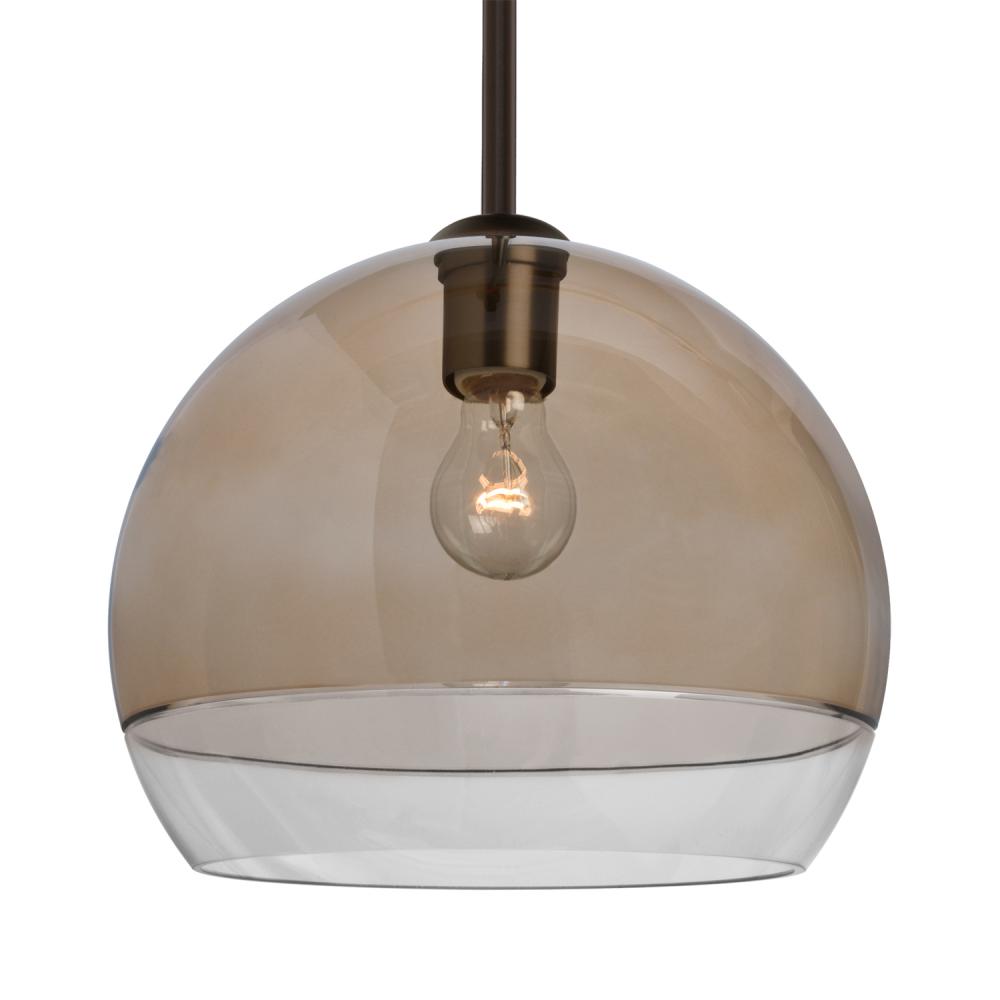 Besa, Ally 12 Stem Pendant, Smoke/Clear, Bronze Finish, 1x60W Medium Base