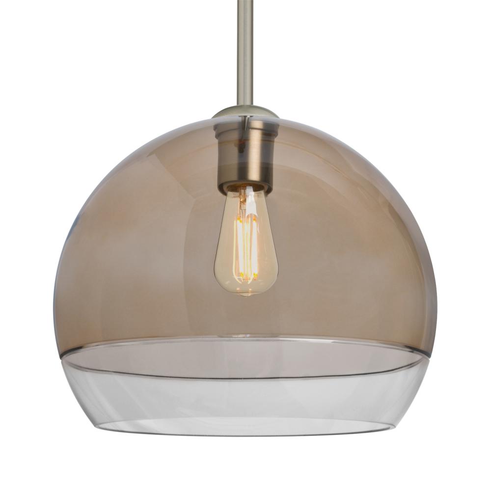 Besa, Ally 12 Stem Pendant, Smoke/Clear, Satin Nickel Finish, 1x5W LED Filament