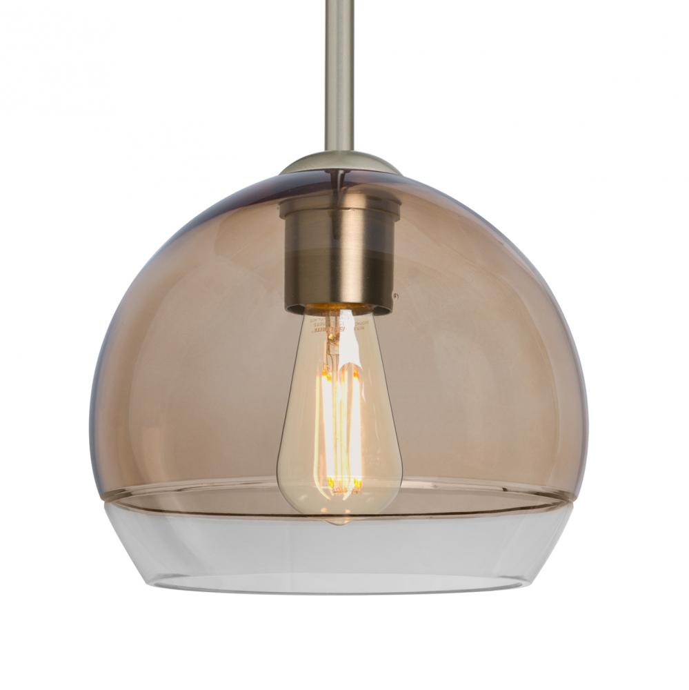 Besa, Ally 8 Stem Pendant, Smoke/Clear, Satin Nickel Finish, 1x5W LED Filament