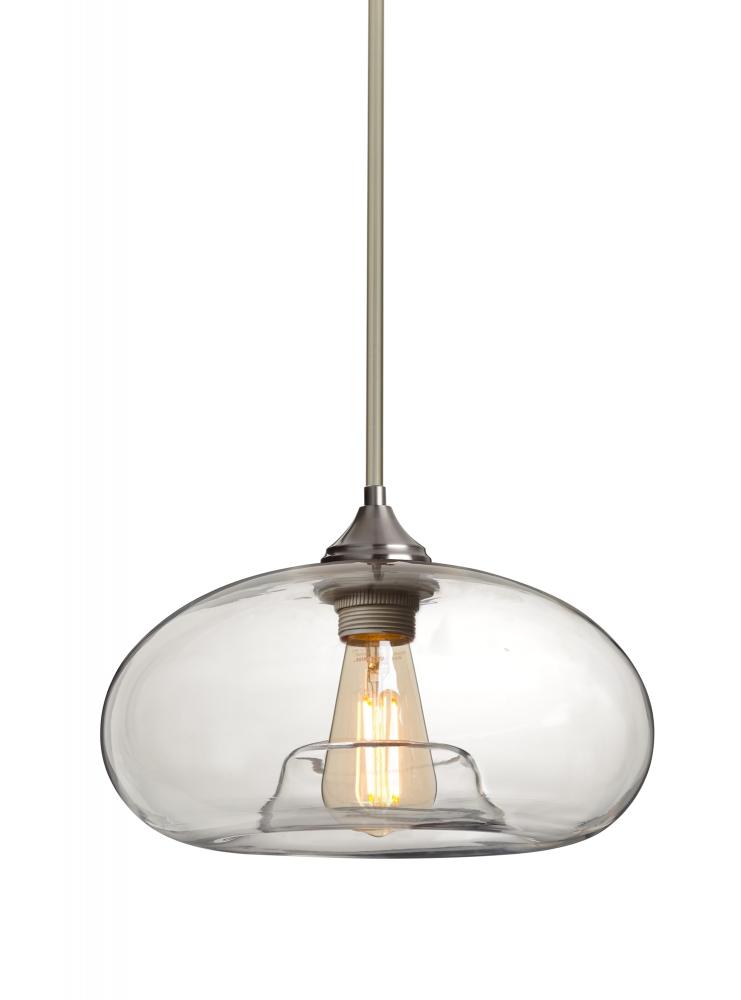 Besa Stem Pendant Bana Satin Nickel Clear 1x4W LED Filament, 15Ft. Cord