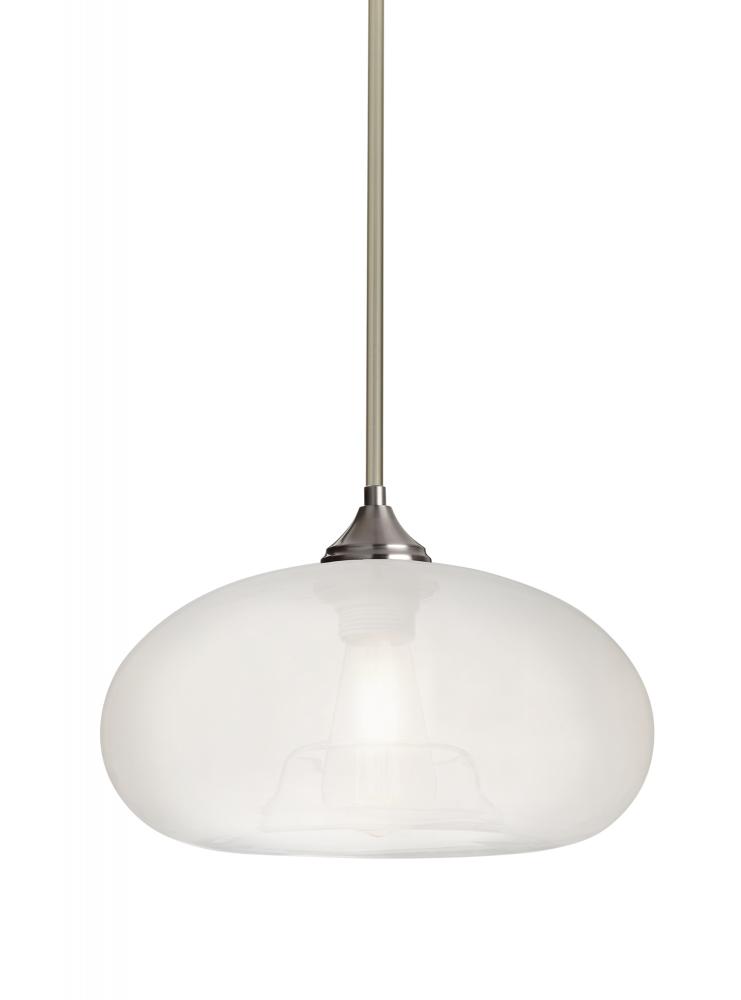 Besa Stem Pendant Bana Satin Nickel Frost 1x4W LED Filament, 15Ft. Cord