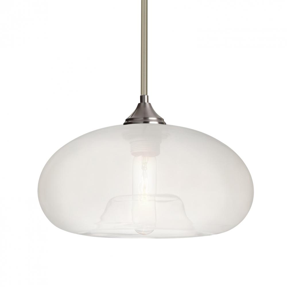 Besa Stem Pendant Bana Satin Nickel Frost 1x60W Medium Base, 15Ft. Cord