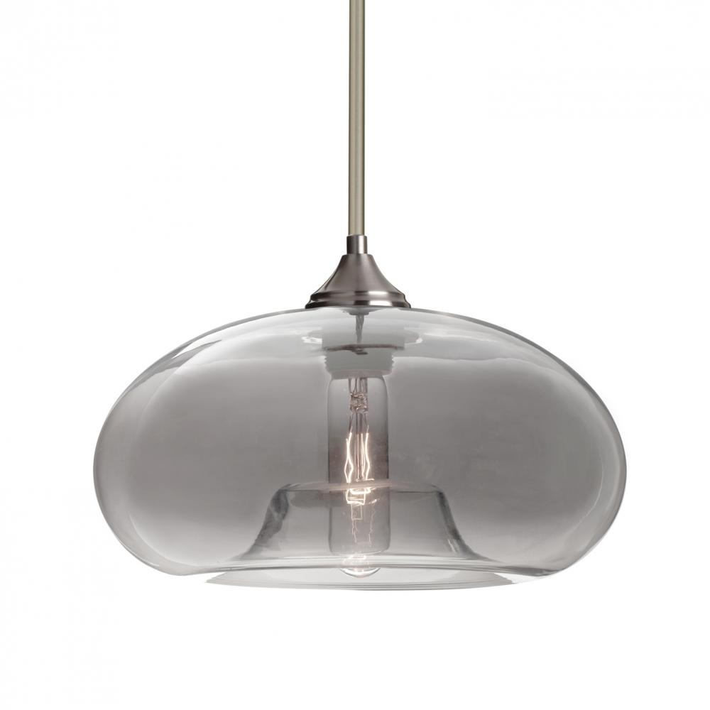 Besa Stem Pendant Bana Satin Nickel Smoke 1x60W Medium Base, 15Ft. Cord