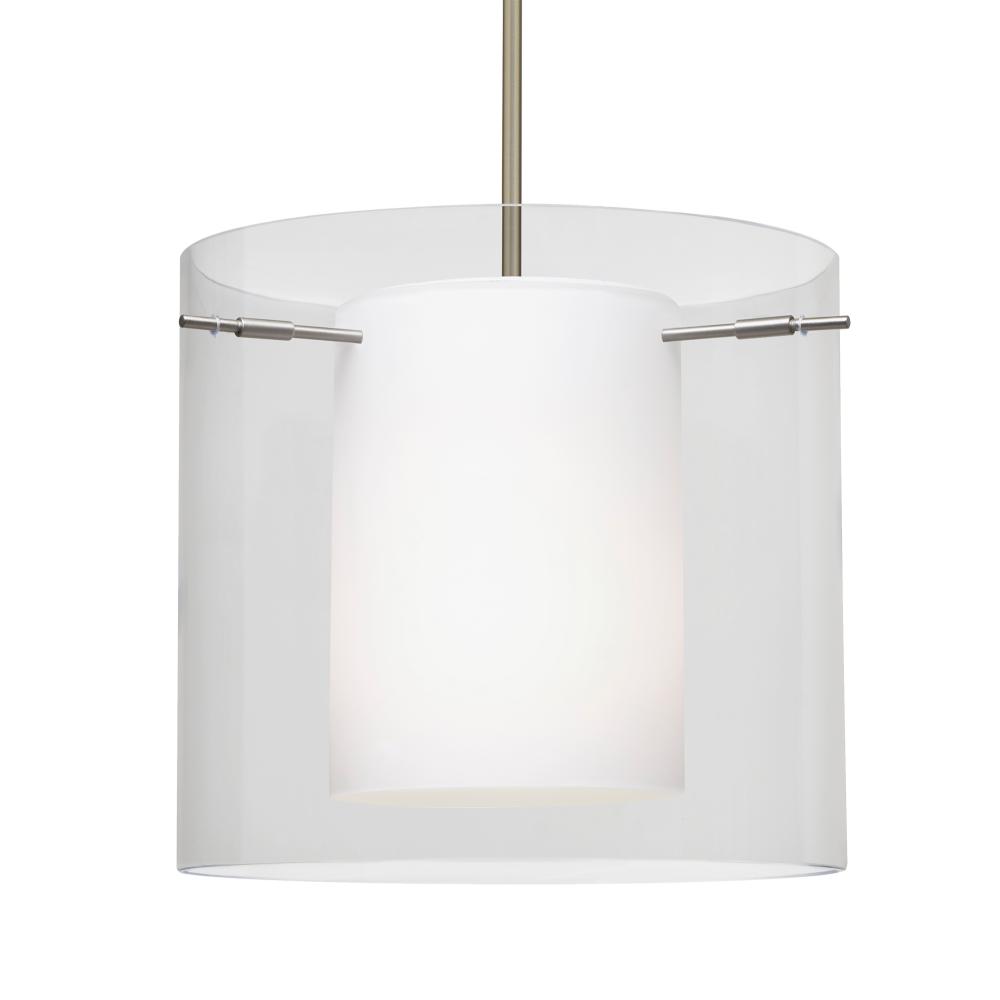 Besa Stem Pendant Pahu 12 Satin Nickel Clear 1x100W Medium Base, 15Ft. Cord
