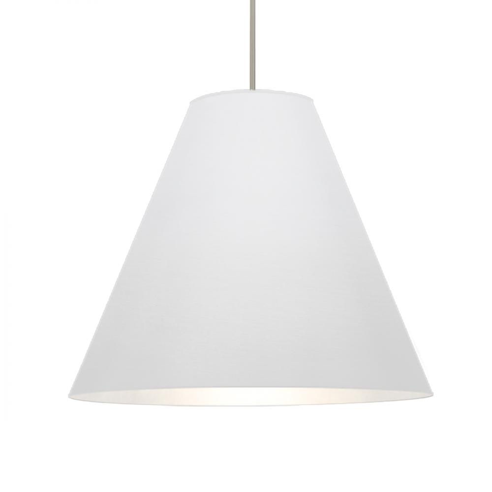 Besa Dylan Stem Pendant, White, Satin Nickel Finish, 1x30W LED