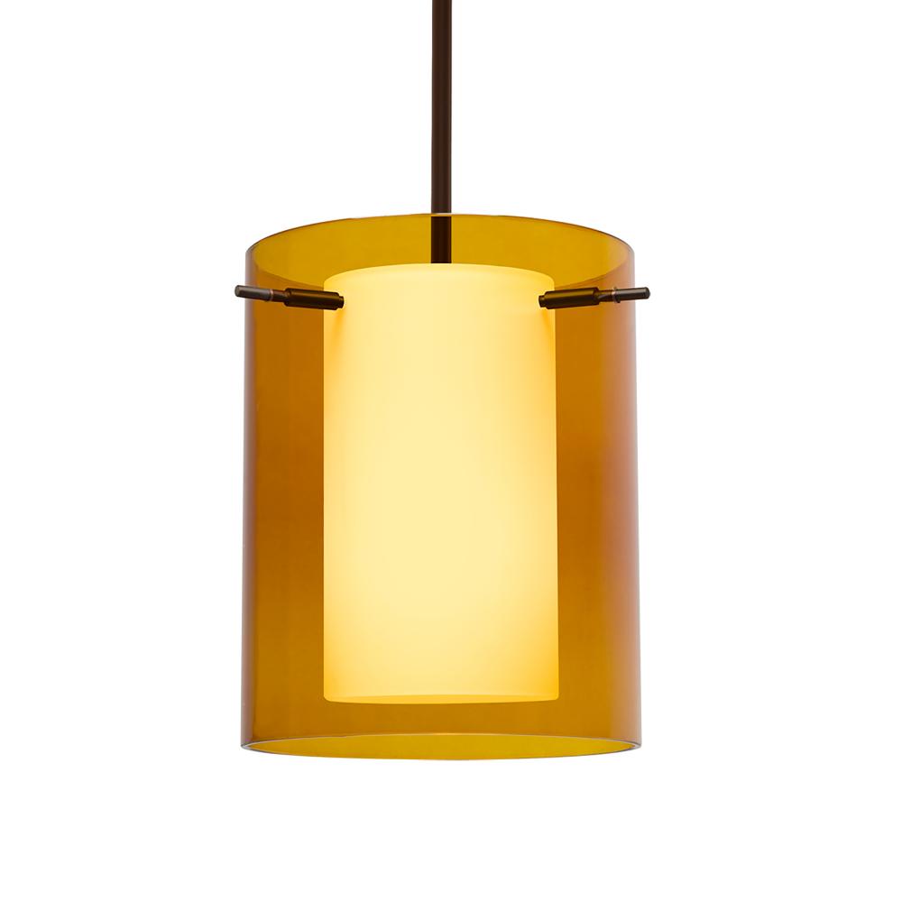 Besa Stem Pendant Pahu 8 Bronze Transparent Armagnac/Opal 1x100W Medium Base, 15Ft. Cord