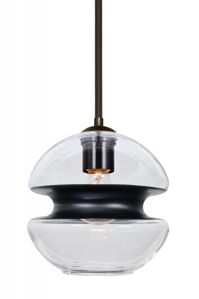 Besa, Hula 8 Stem Pendant, Clear/Black, Bronze Finish, 1x60W Medium Base
