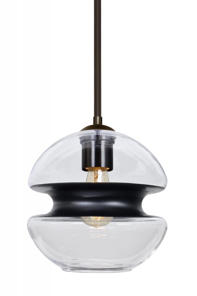 Besa, Hula 8 Stem Pendant, Clear/Black, Bronze Finish, 1x8W LED Filament