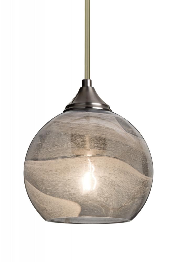 Besa, Jilly Stem Pendant, Vapor Smoke, Satin Nickel Finish, 1x60W Medium Base