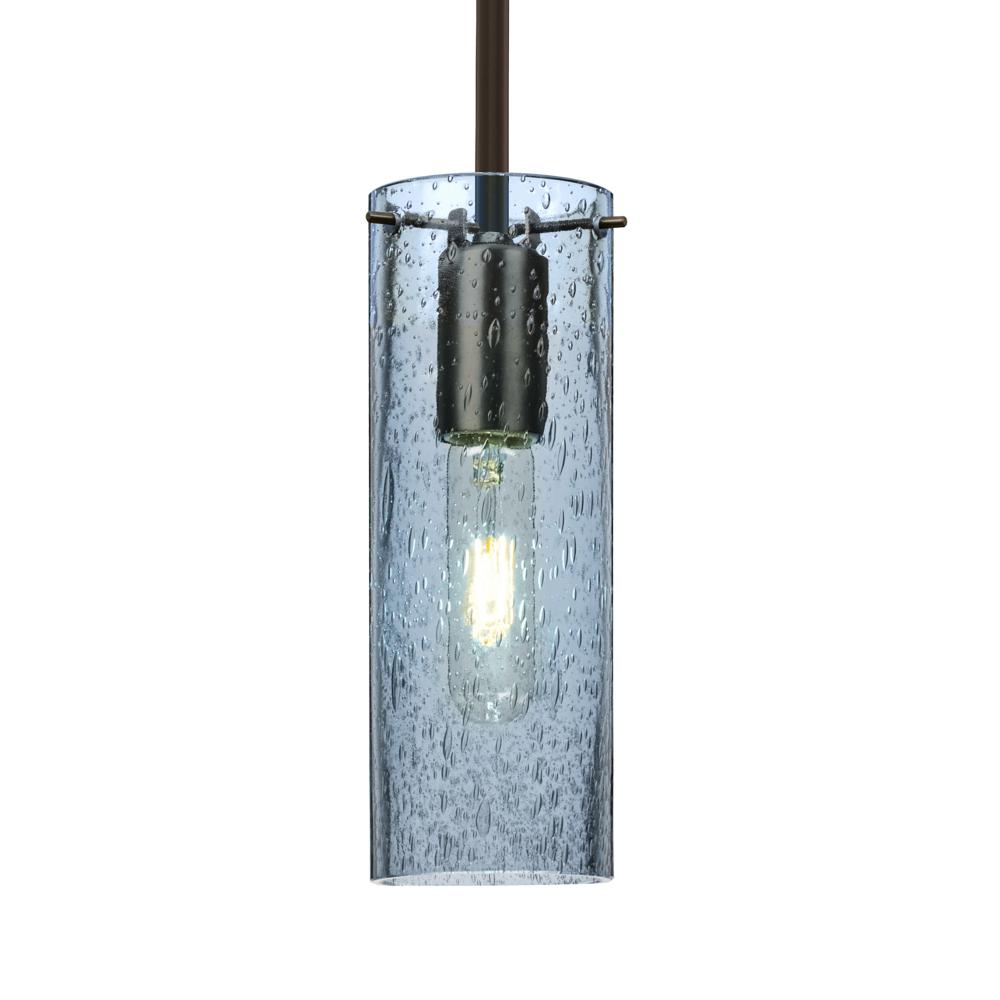 Besa, Juni 10 Stem Pendant, Blue Bubble, Bronze, 1x60W Medium Base, 15Ft. Cord