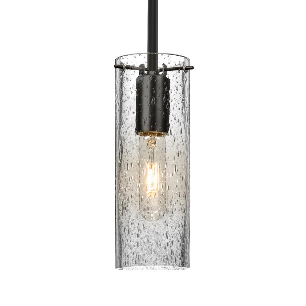 Besa, Juni 10 Stem Pendant, Clear Bubble, Black, 1x60W Medium Base